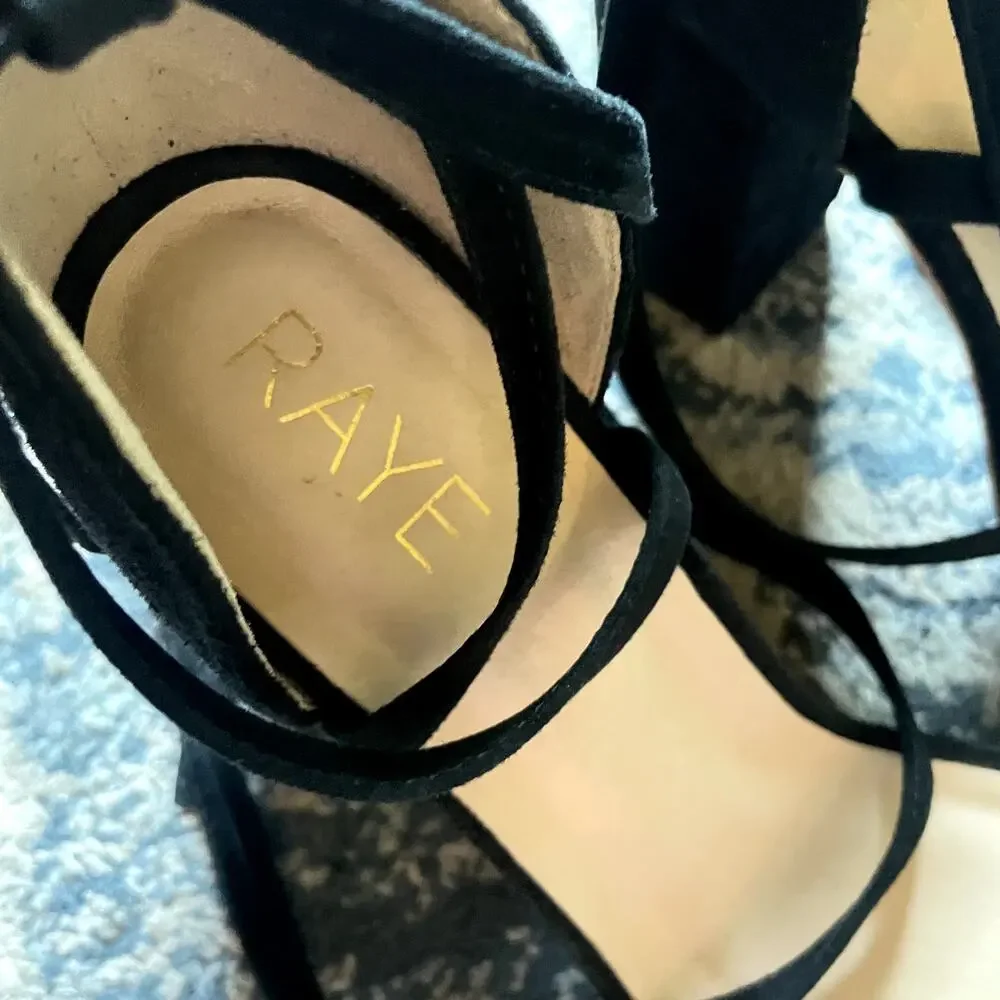 RAYE Lulu Black Suede Lace-Up Heels‎ - Size 7.5